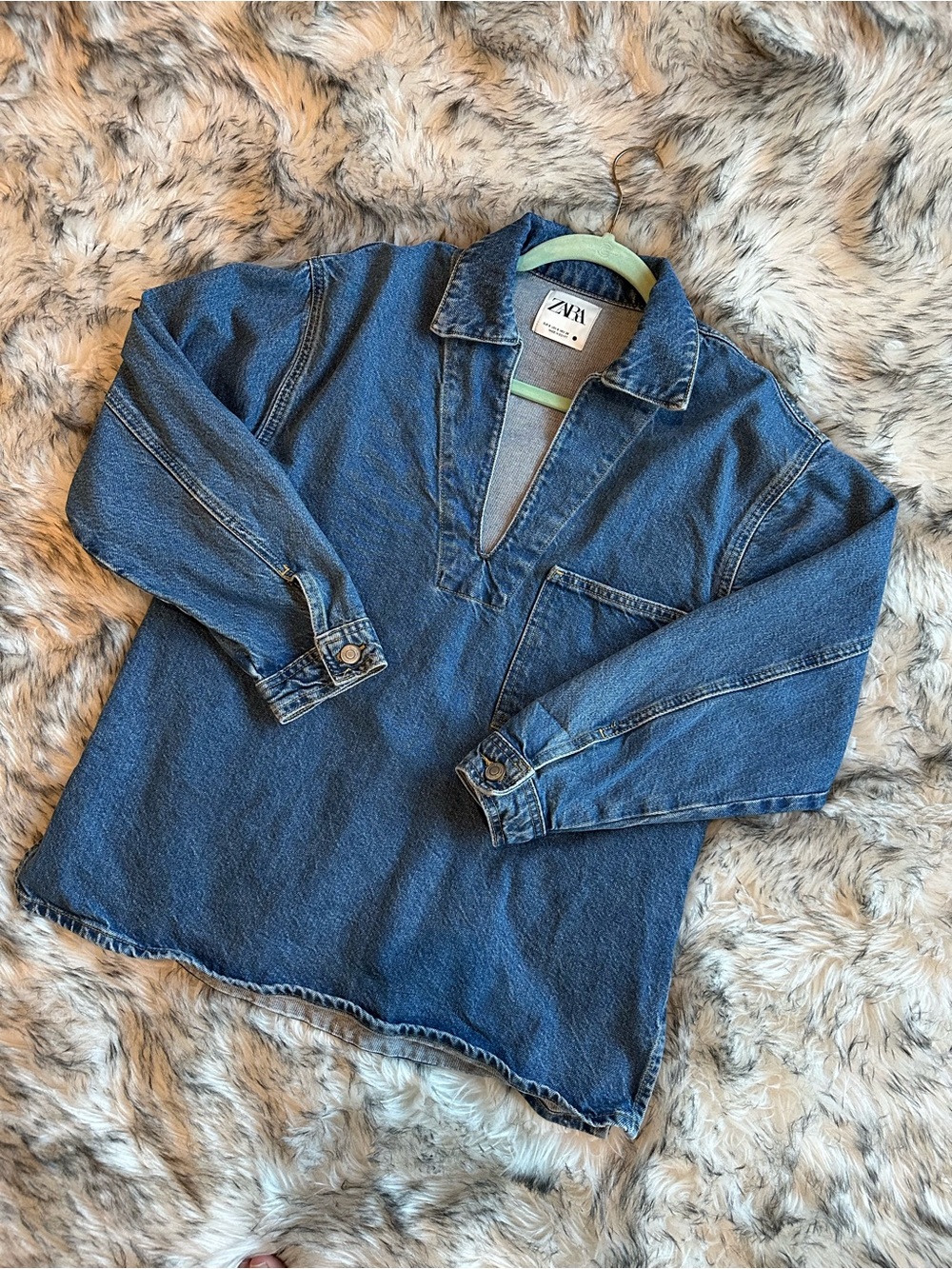 Zara Blue Denim Shirt Jacket